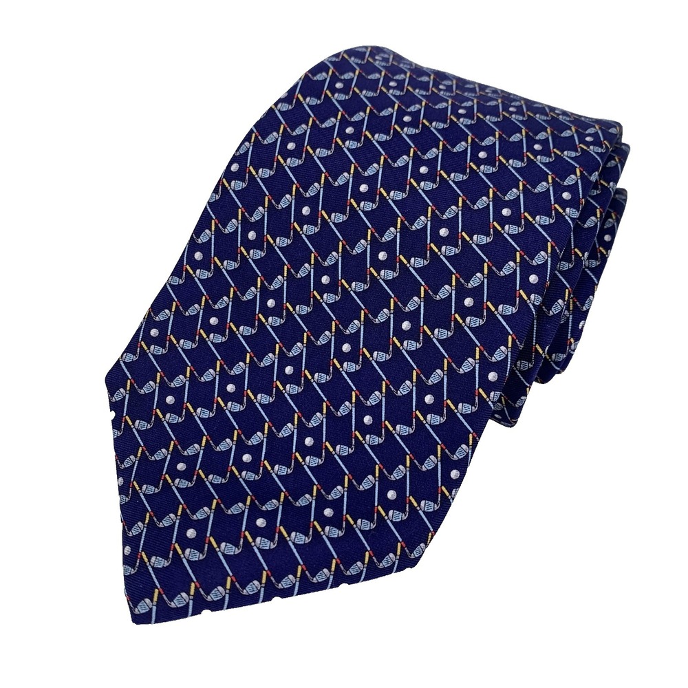 Daniel Cremieux Signature Collection Blue with Golf Foulard Pattern 100% Silk